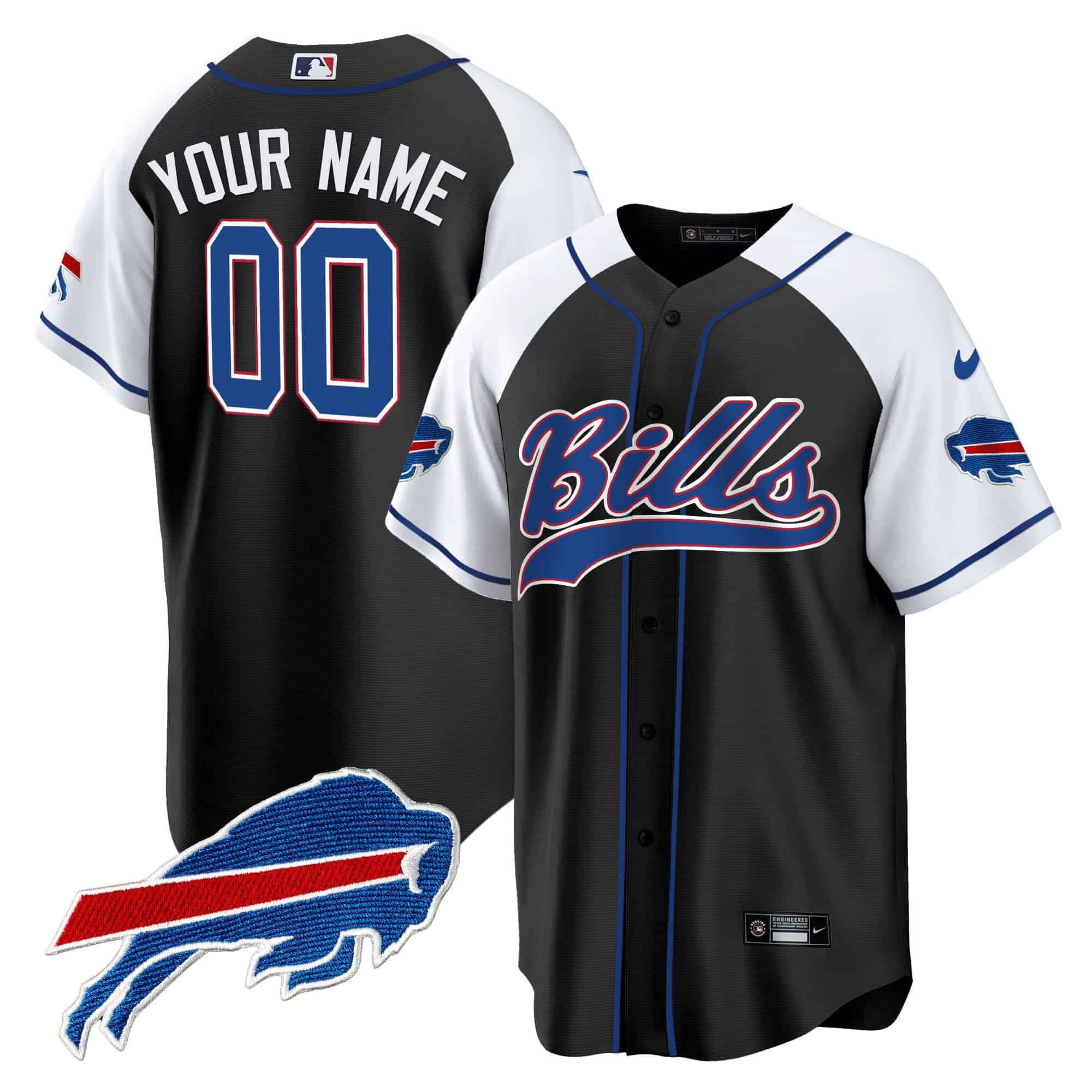 Men Buffalo Bills Black 2024 Nike Baseball Custom NFL Jersey style 1